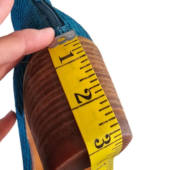 Miz Mooz Womens Nomad Turquoise Blue Leather Heeled Ankle Boots, Western, Sz 9.5 - Picture 6 of 9